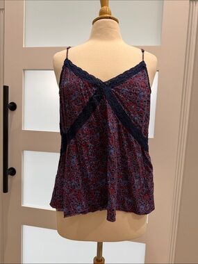 aerie Red and Navy Floral Cami Tank